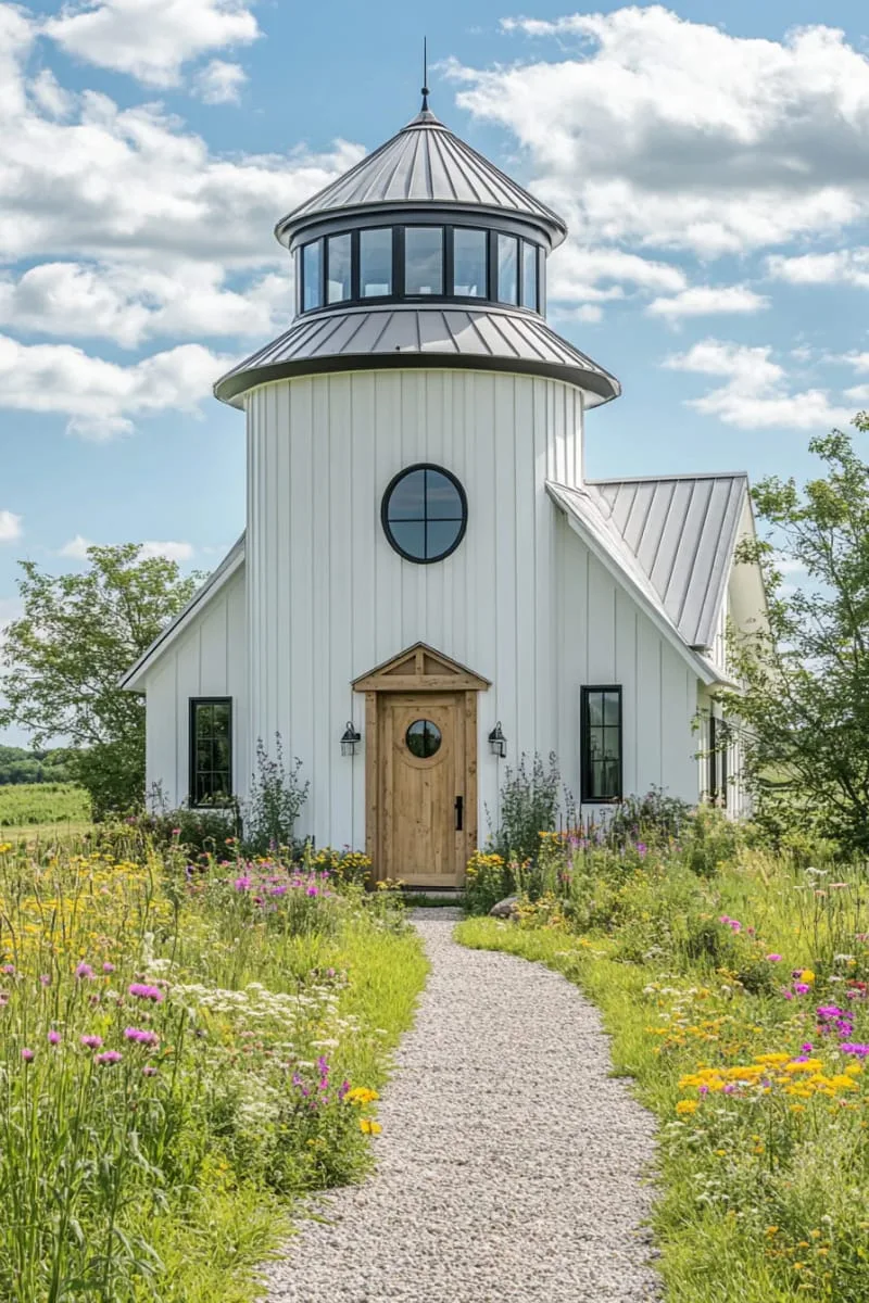 compact silo-inspired tower as an entryway feature 1