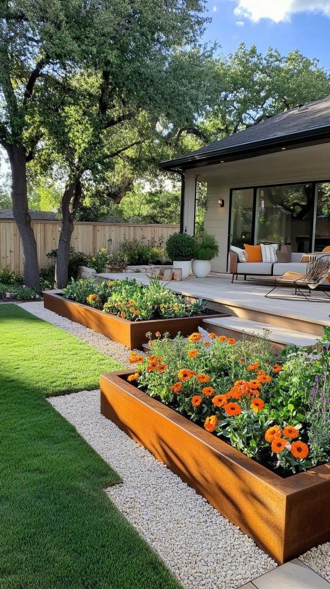 corten steel edging for modern garden beds 1