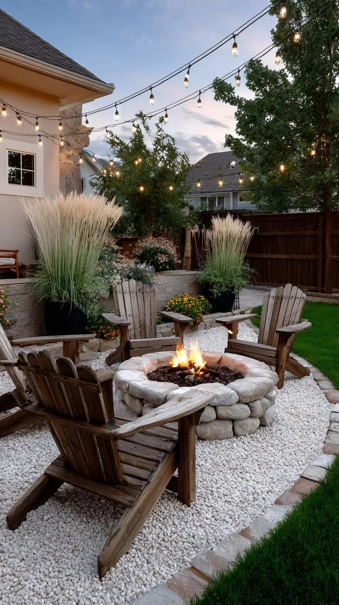 15 Smaller Backyard Landscaping Ideas That Maximize Space & Style 22 cozy firepit circle with pea gravel base 1