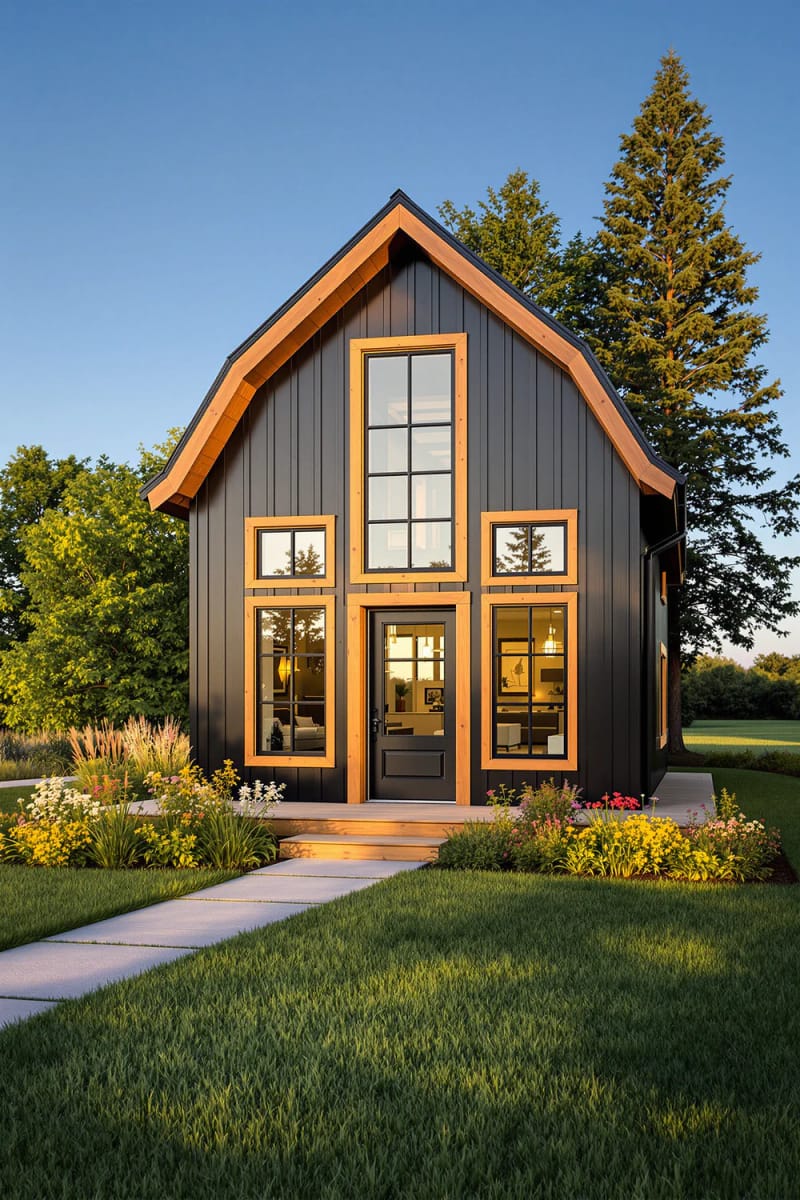 21 Small Barn House Designs with Modern Rustic Charm 50 elegant barn home with black siding and cedar trim 1