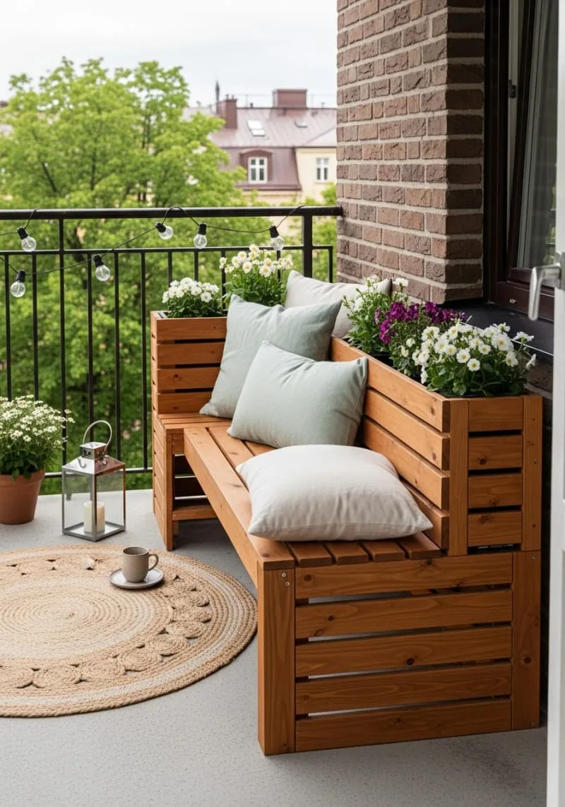 foldable bench with built-in planter boxes for fresh flowers 1