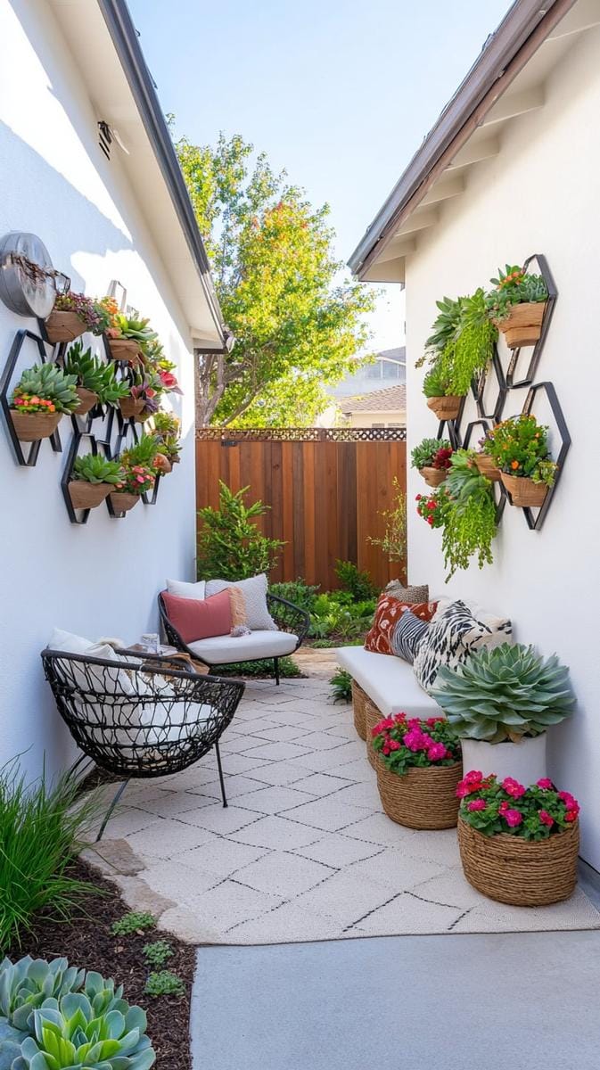 geometric wall-mounted succulent frames for living art installations 1