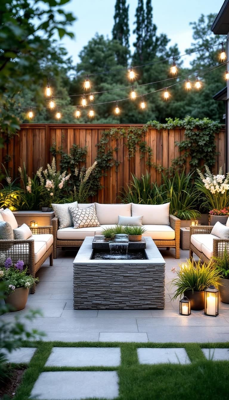 19 Unique Backyard With Patio: Ideas to Inspire 16 incorporate a bubbling water feature beside patio seating. 1