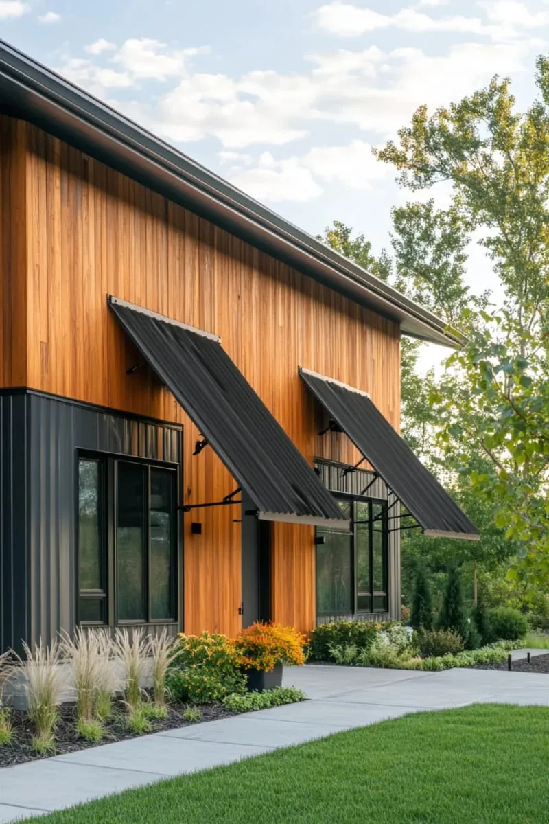 industrial-style awnings over large picture windows 1