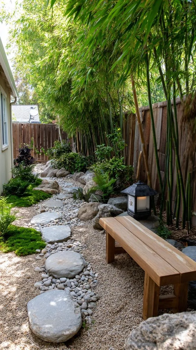 japanese-inspired gravel and bamboo meditation spot 1