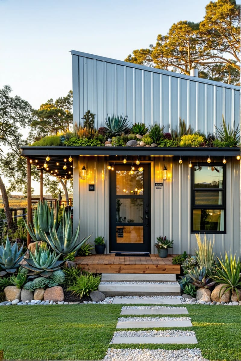living green roof with low-maintenance succulents and wild grasses 1