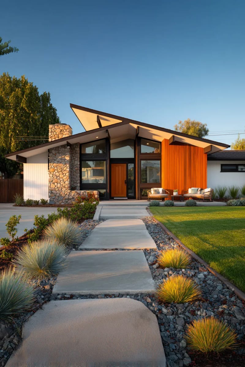 low-slung butterfly roof for a mid-century modern ranch silhouette 1