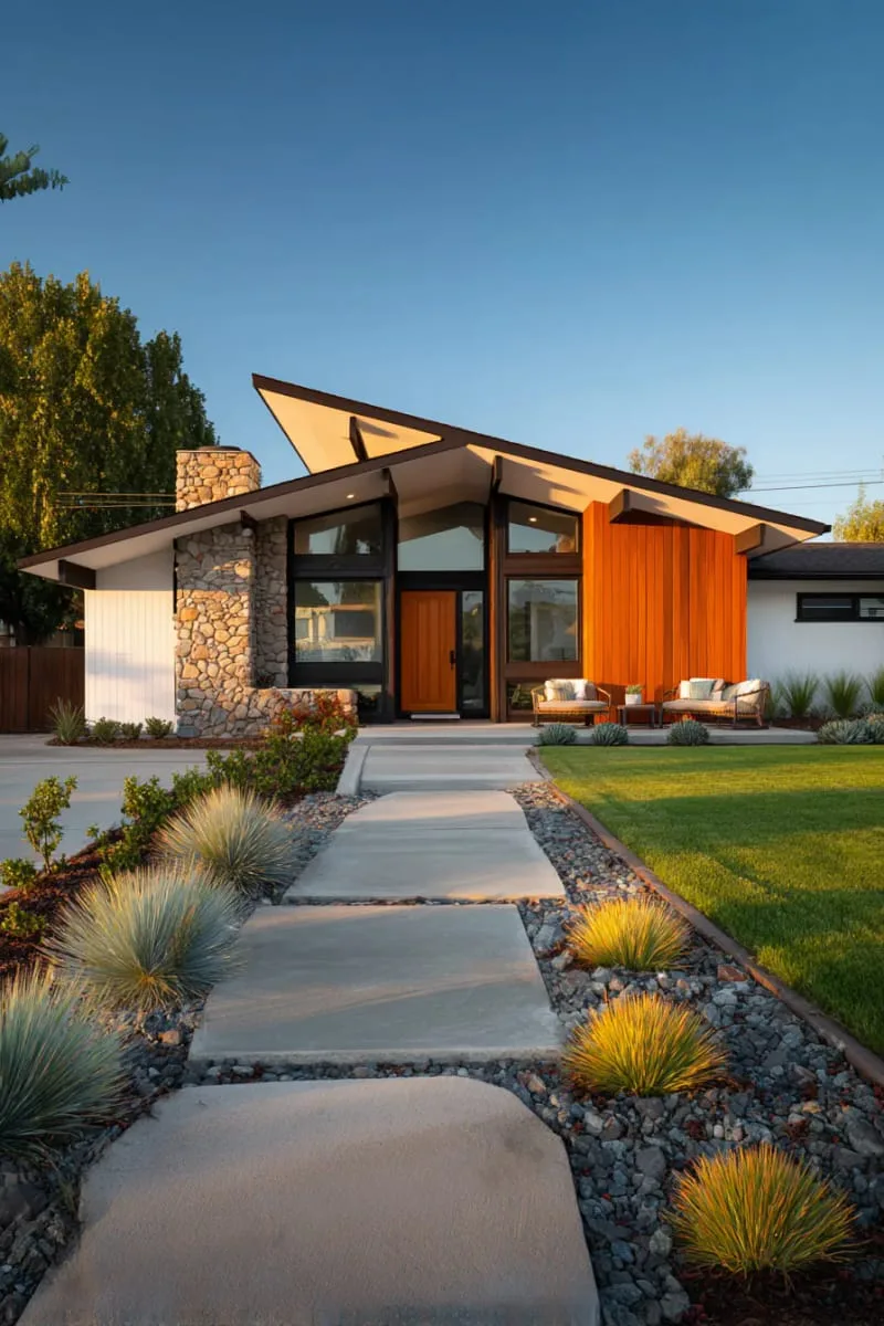 19 Ranch Style Home Exteriors to Inspire Your Next Makeover 79 low-slung butterfly roof for a mid-century modern ranch silhouette 1