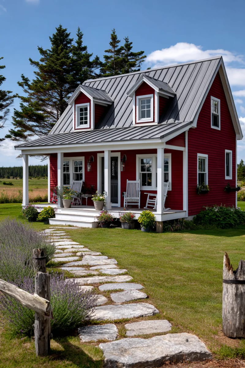 21 Small Barn House Designs with Modern Rustic Charm 53 mini barn house with two gabled dormers above porch 1