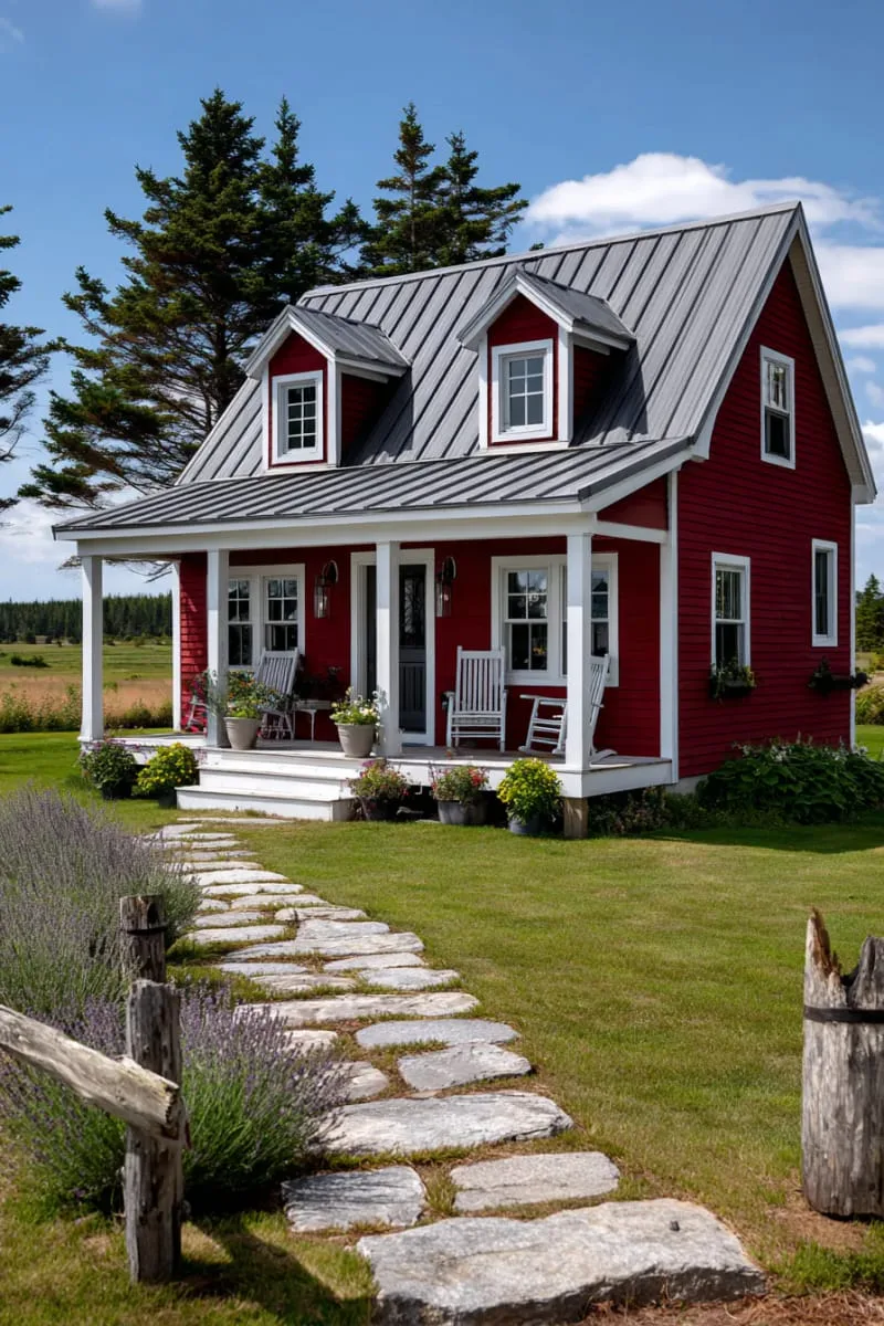 21 Small Barn House Designs with Modern Rustic Charm 53 mini barn house with two gabled dormers above porch 1