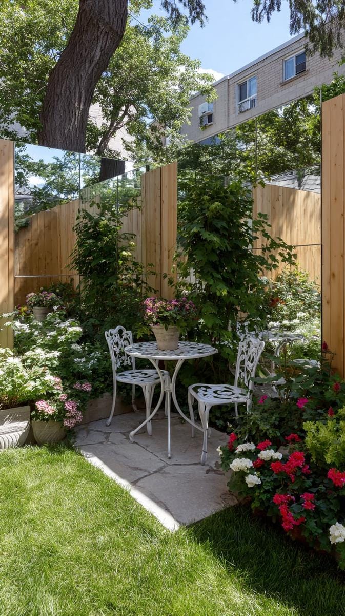 mirror panels to visually double garden space 1