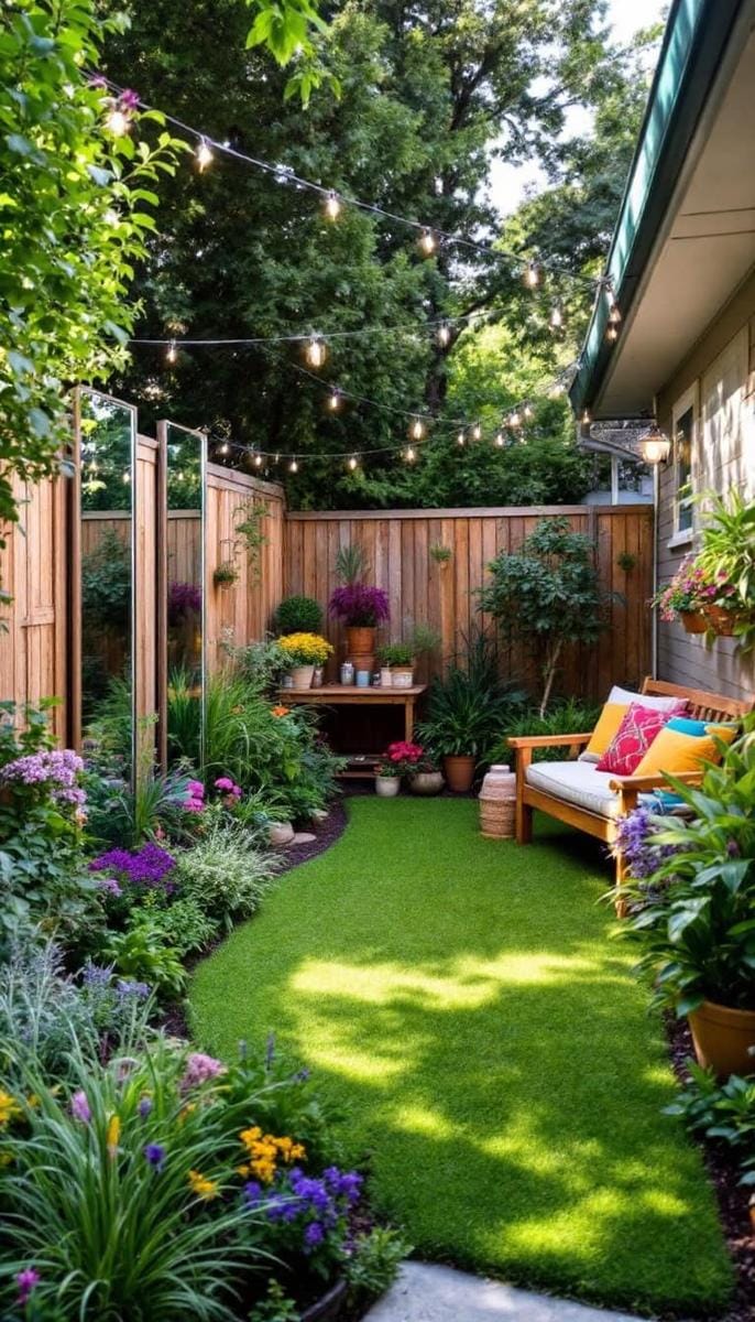 mirror panels to visually double garden space 1