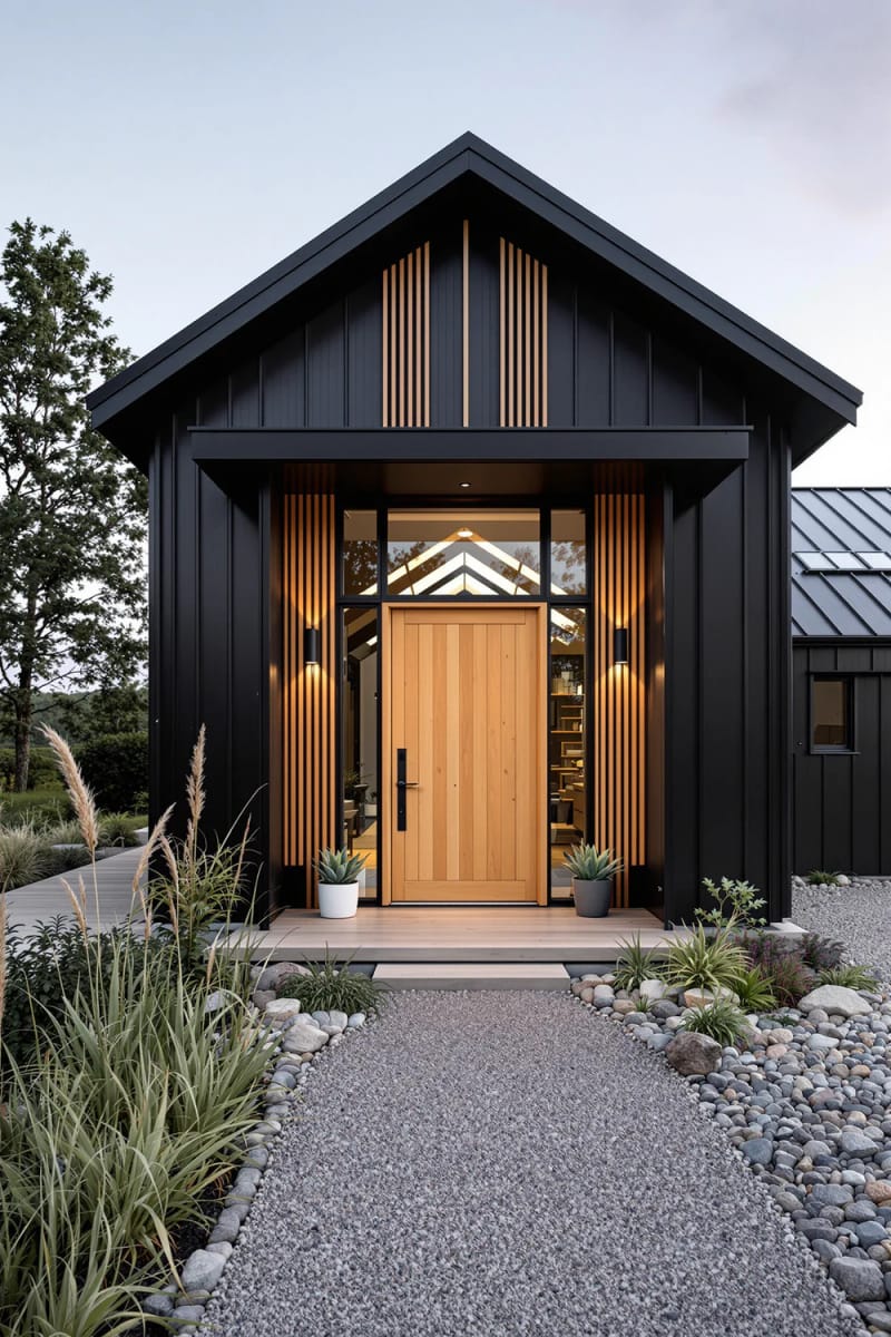 21 Small Barn House Designs with Modern Rustic Charm 25 modern barn with dark exterior and wood accents 1