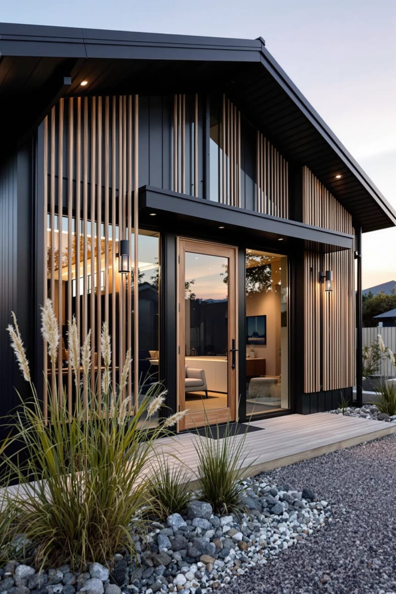 21 Small Barn House Designs with Modern Rustic Charm 27 modern barn with dark exterior and wood accents 1