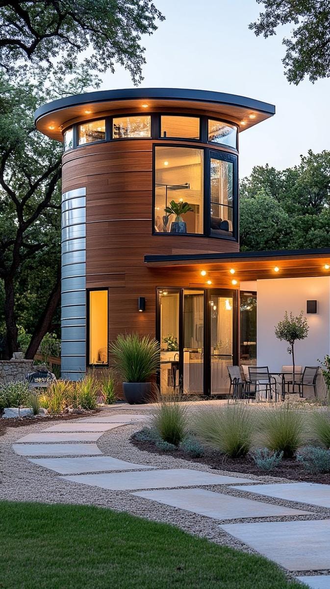 modern silo-inspired guest suite attached to main structure 1
