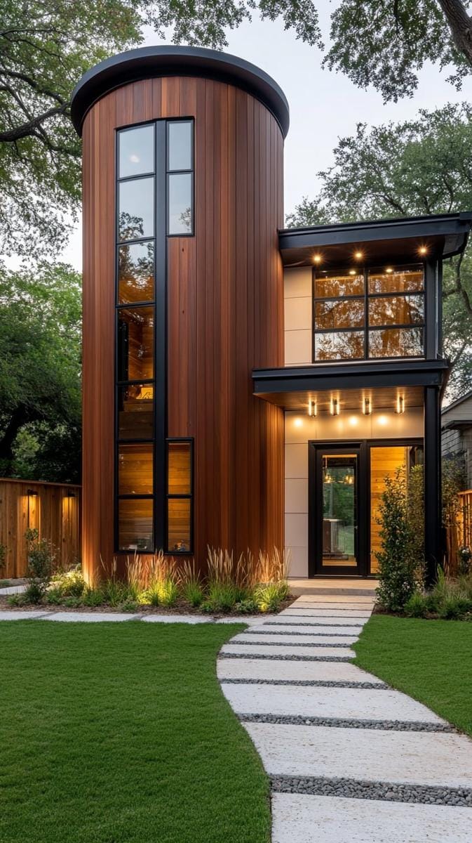 modern silo-inspired guest suite attached to main structure 1