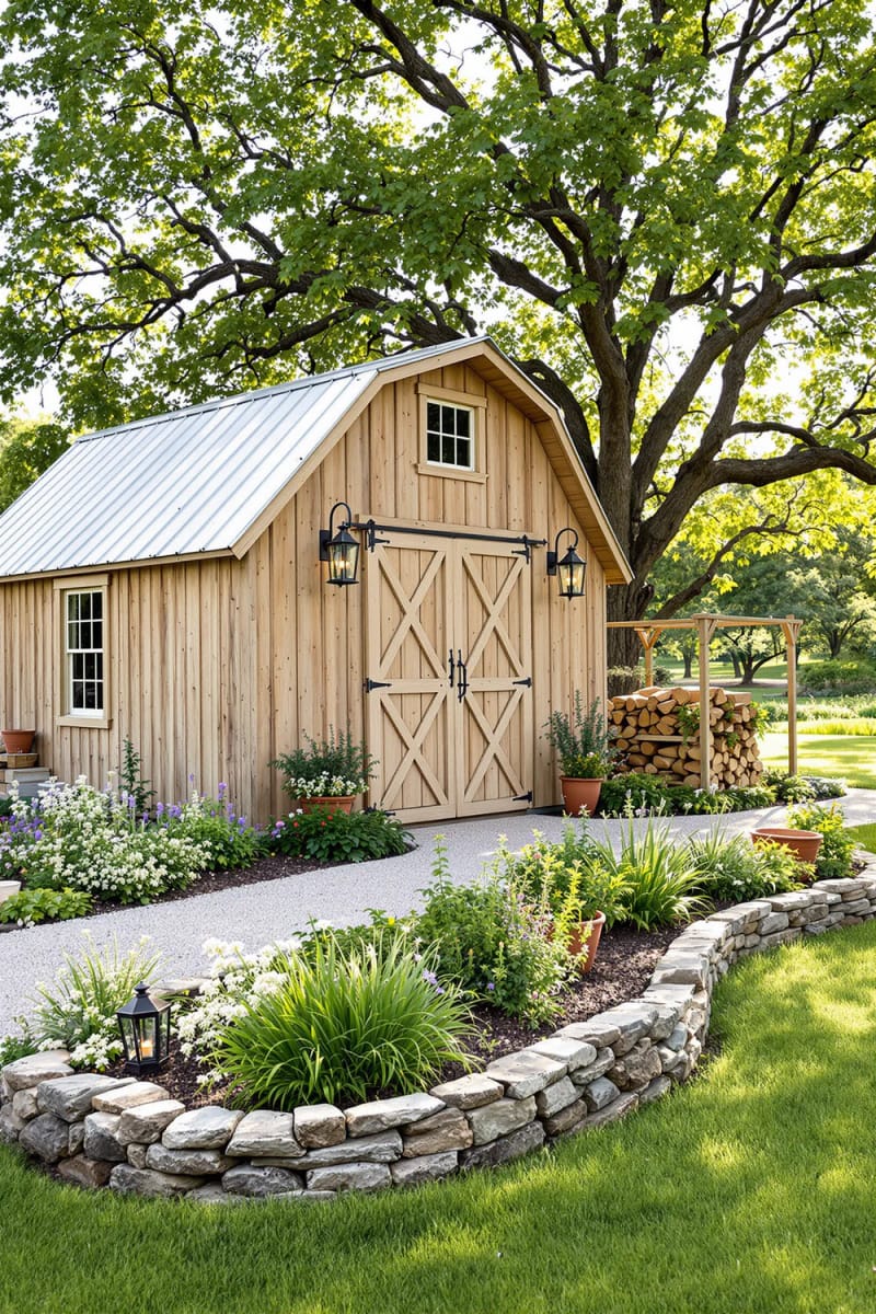 21 Small Barn House Designs with Modern Rustic Charm 65 natural wood barn house with stone landscaping border 1