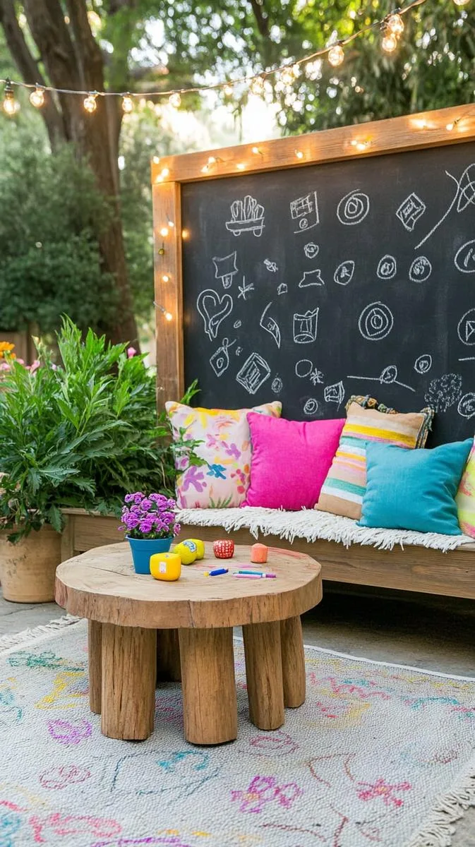 outdoor chalkboard wall for creative family doodles 1