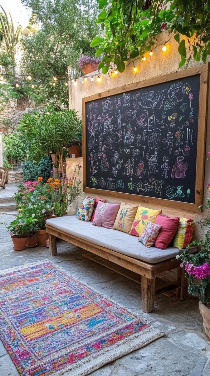 outdoor chalkboard wall for creative family doodles 1