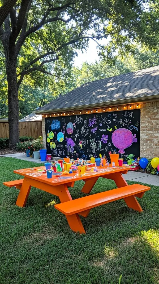 outdoor chalkboard wall for creative murals and party fun 1