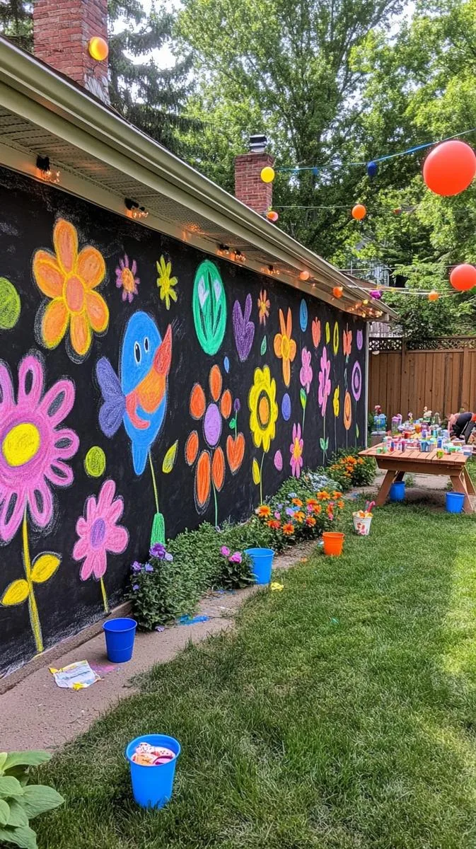 outdoor chalkboard wall for creative murals and party fun 1