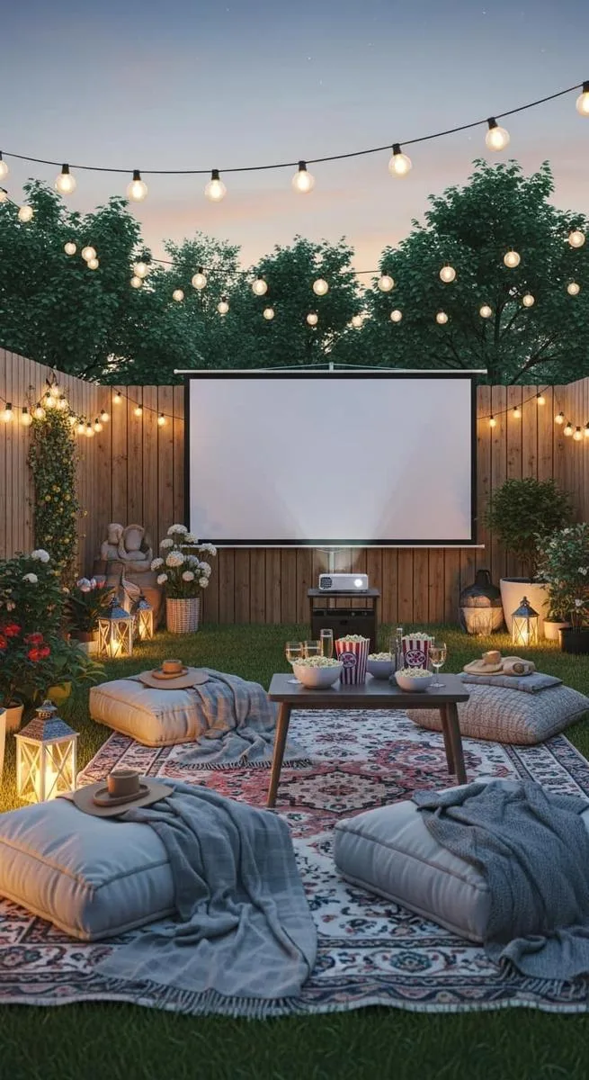 outdoor projector screen for backyard movie nights 1
