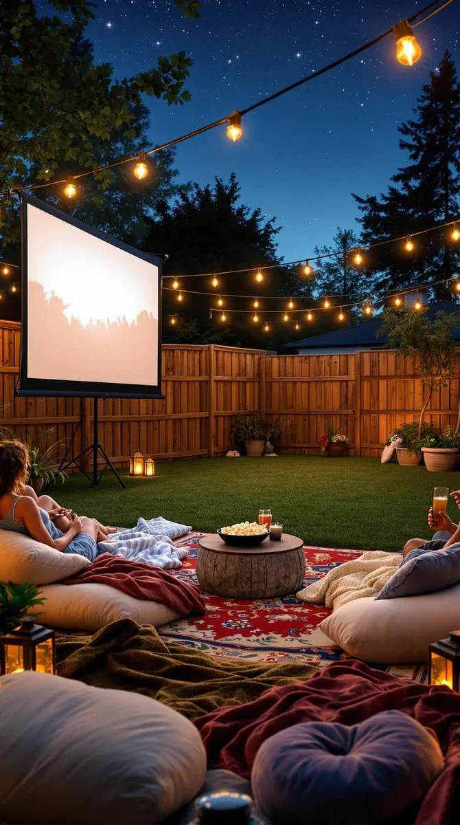 outdoor projector screen for backyard movie nights 1