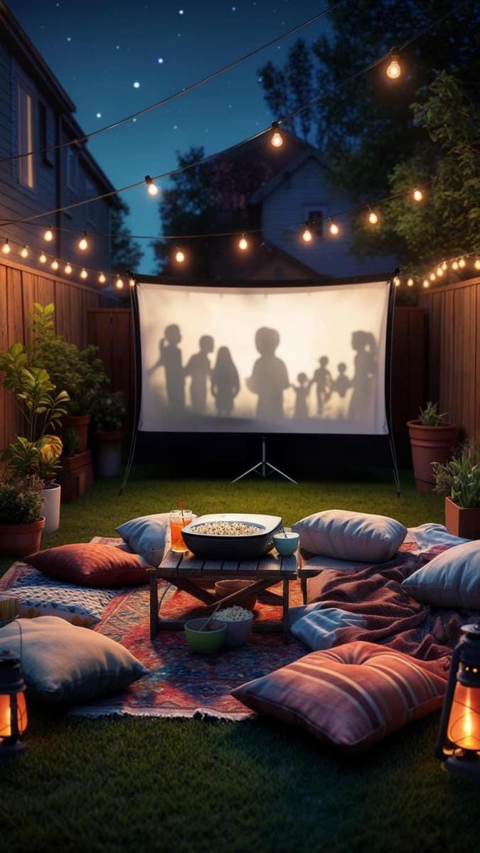 outdoor projector screen for backyard movie nights 1
