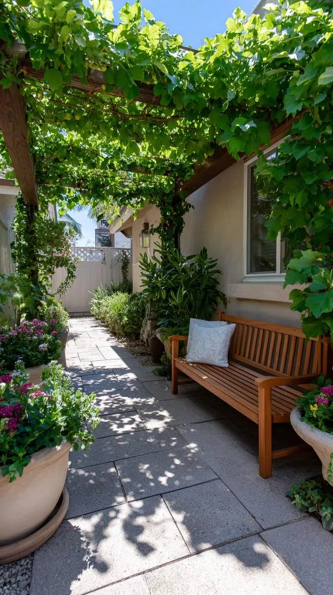 privacy screen made with espaliered fruit trees 1