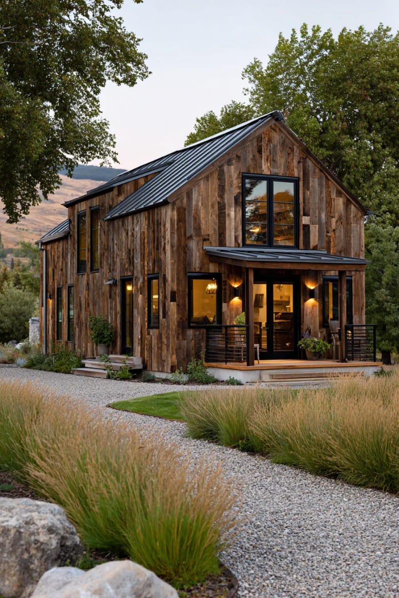 reclaimed wood accents mixed with corrugated steel panels 1