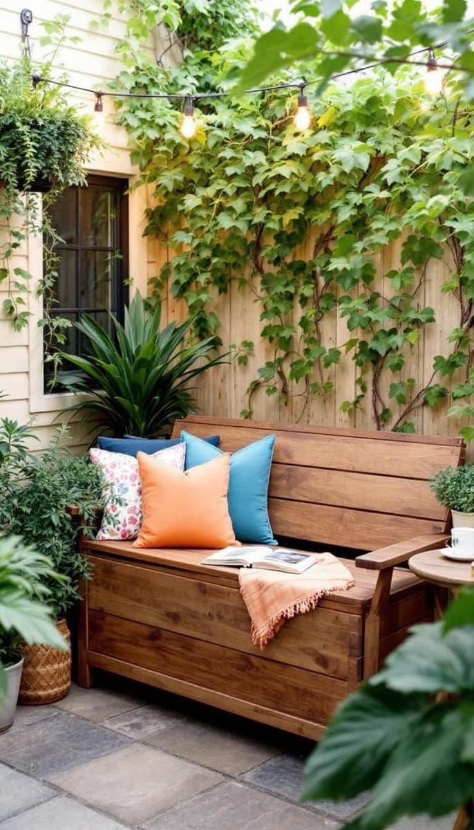 reclaimed wood bench with hidden storage 1