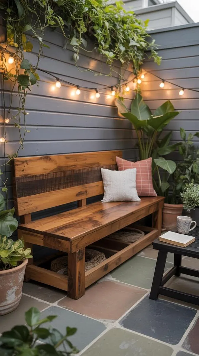 reclaimed wood bench with hidden storage 1