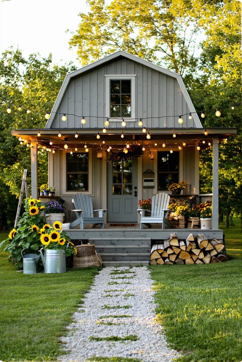 21 Small Barn House Designs with Modern Rustic Charm 3 rustic timber-frame barn with front porch seating 1