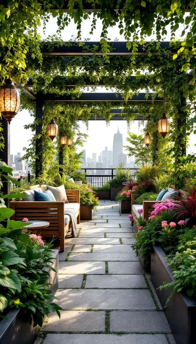secret garden escape with winding paths and lush raised planters 1