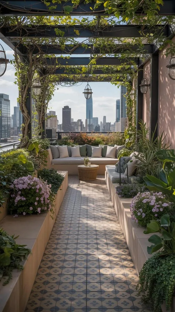 secret garden escape with winding paths and lush raised planters 1