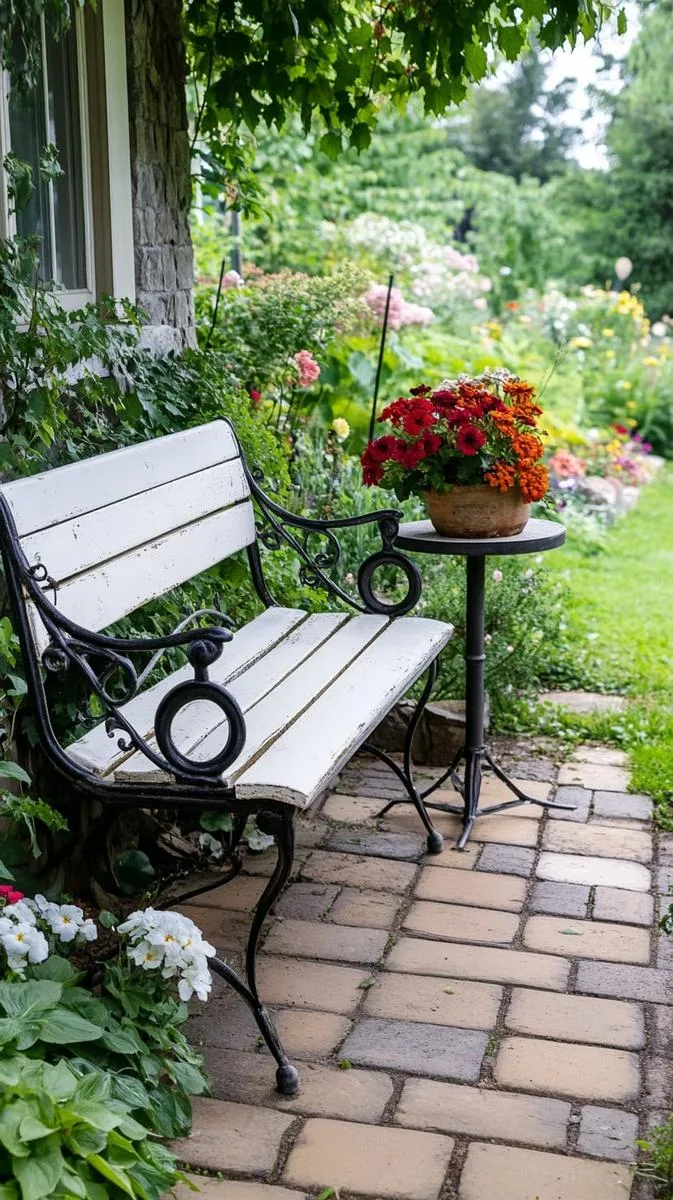 secret garden reading nook with vintage bench and climbing vines 1