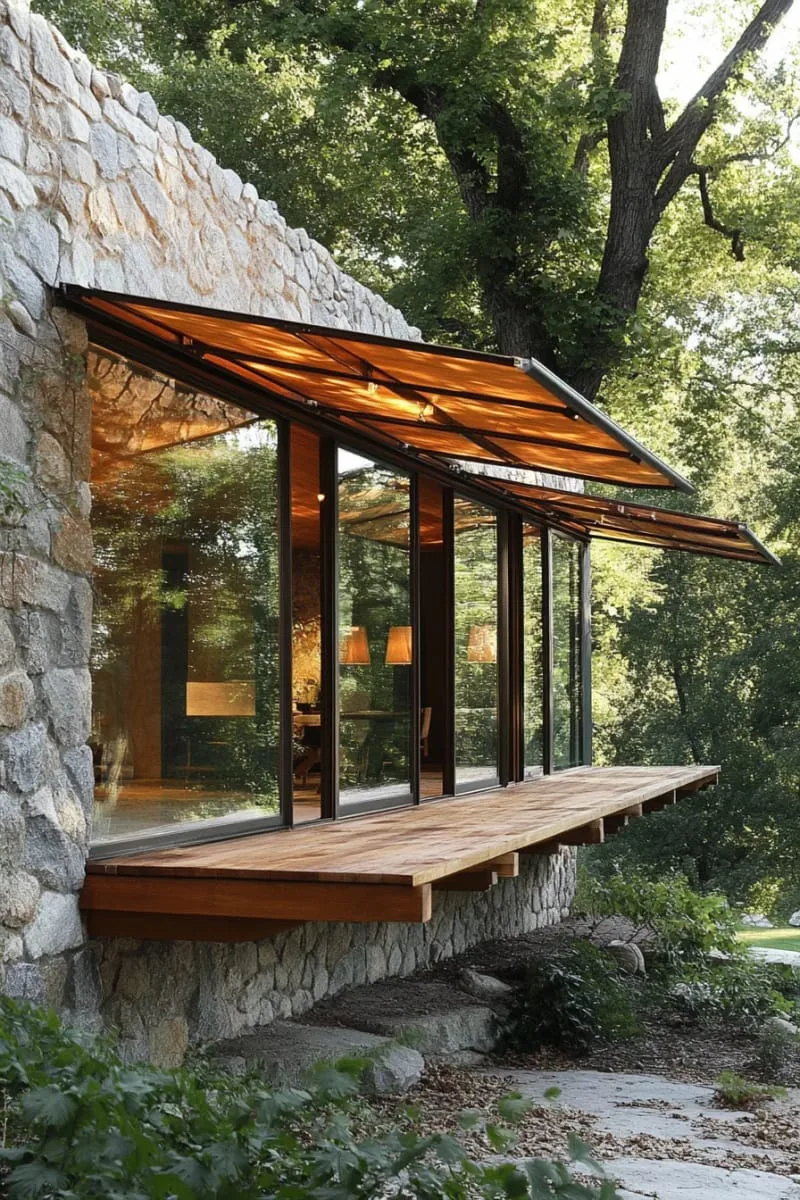 19 Ranch Style Home Exteriors to Inspire Your Next Makeover 129 sleek metal awnings above windows for a modernized ranch house charm 1