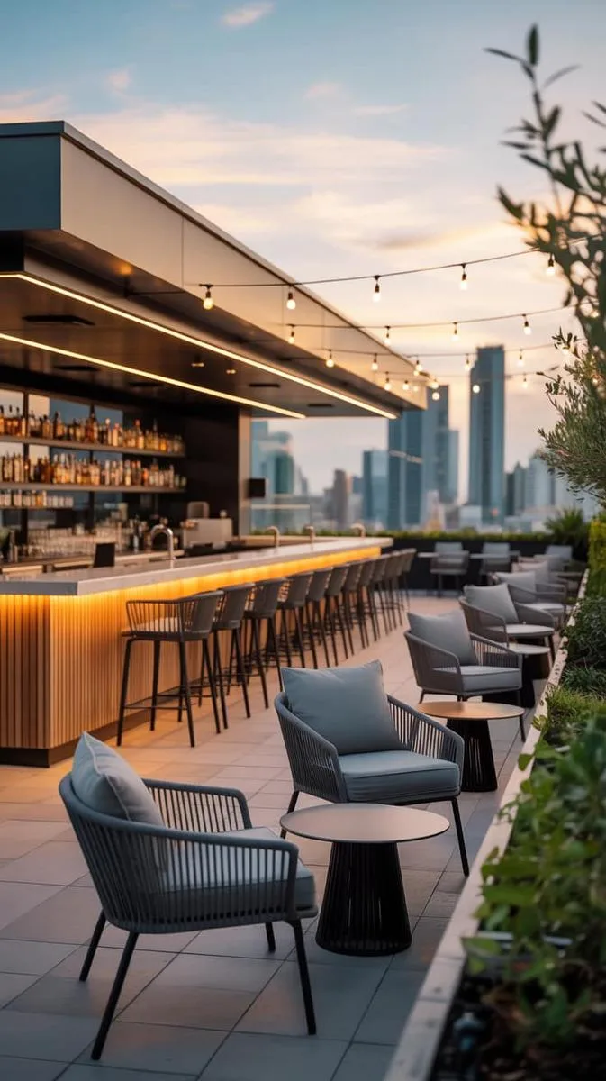 sleek rooftop bar with built-in seating and led underlighting 1