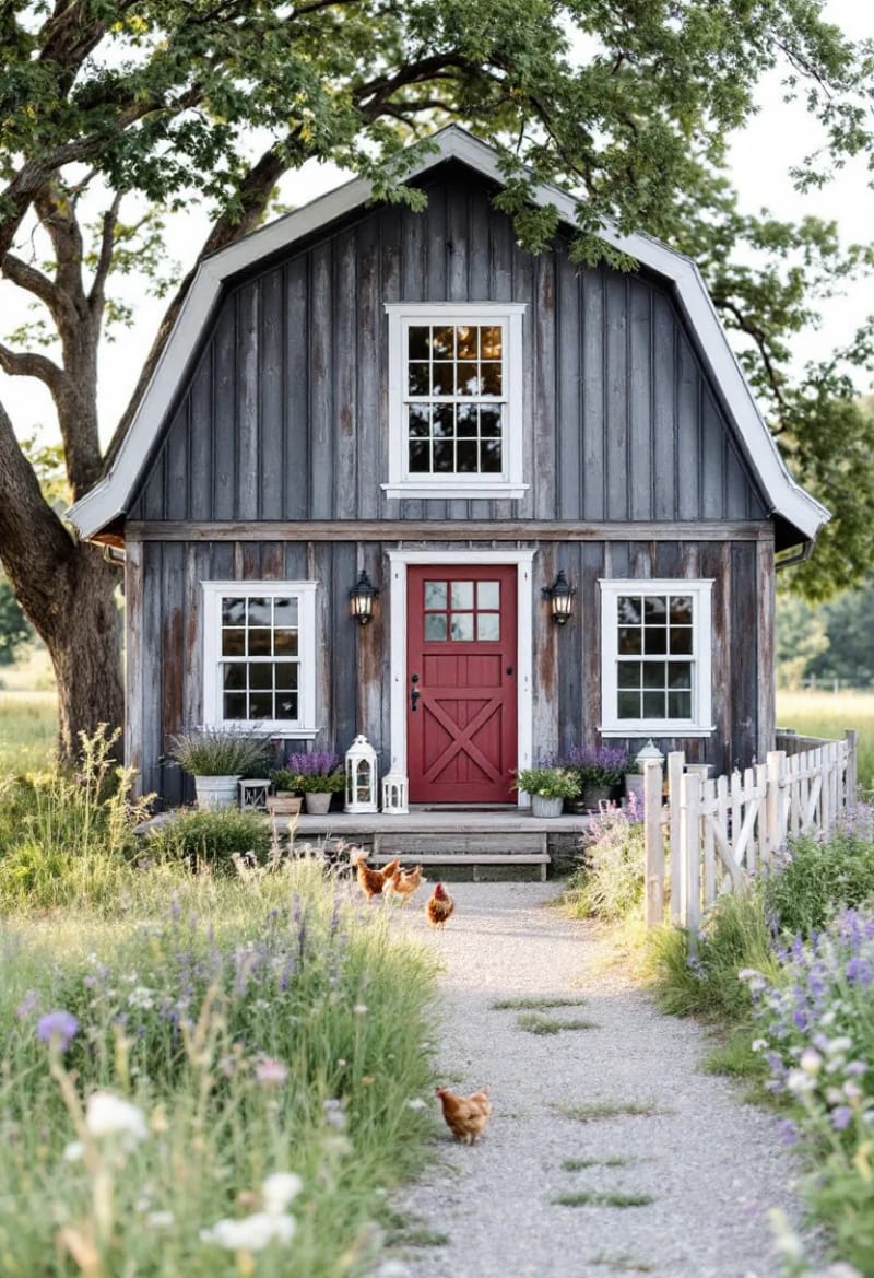 21 Small Barn House Designs with Modern Rustic Charm 45 small barn style cottage with sloped metal roof 1
