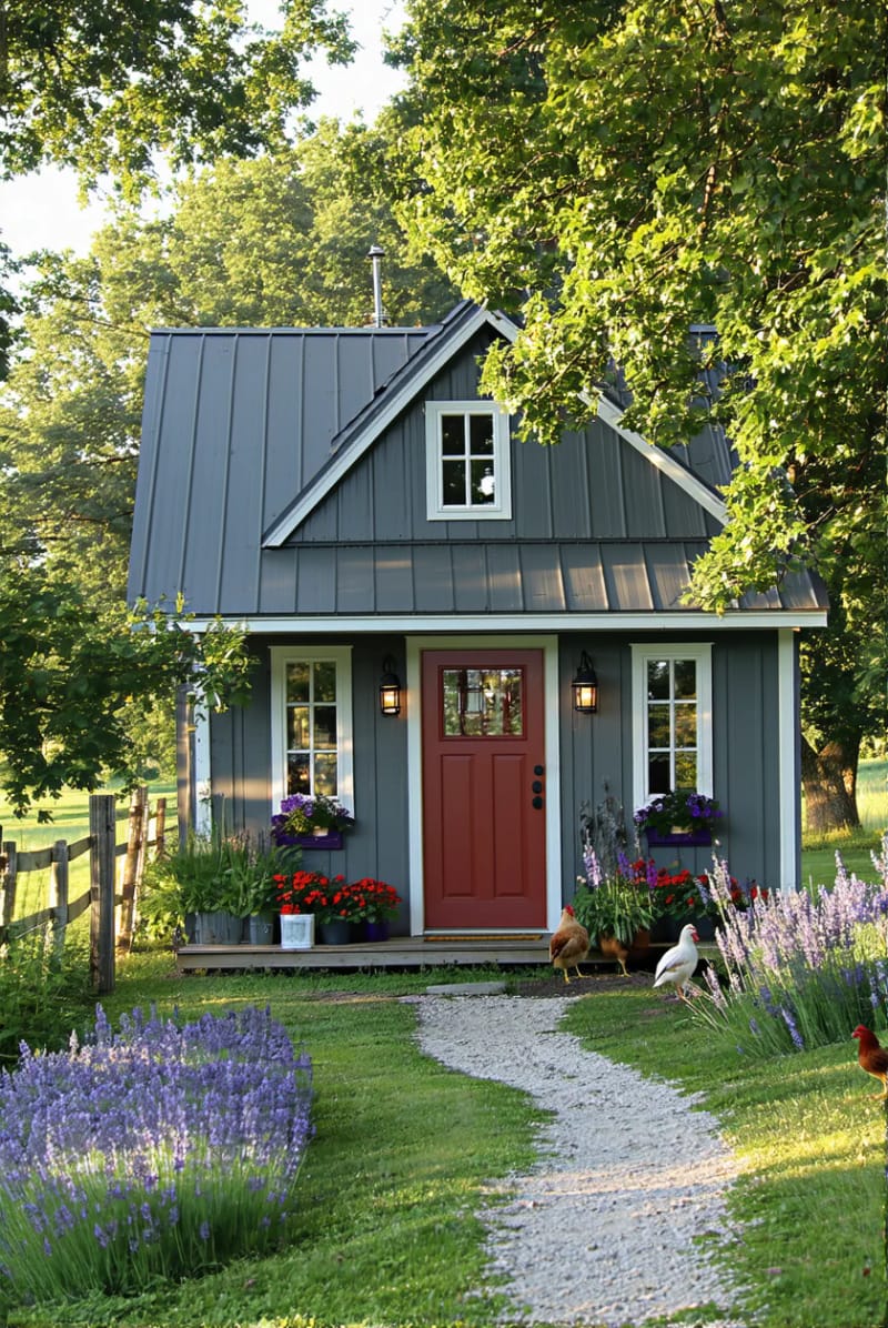 21 Small Barn House Designs with Modern Rustic Charm 46 small barn style cottage with sloped metal roof 1