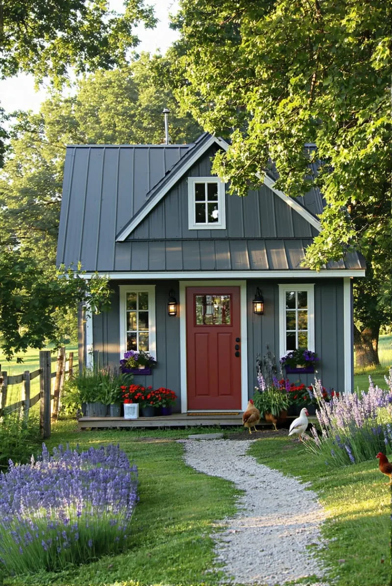 21 Small Barn House Designs with Modern Rustic Charm 46 small barn style cottage with sloped metal roof 1