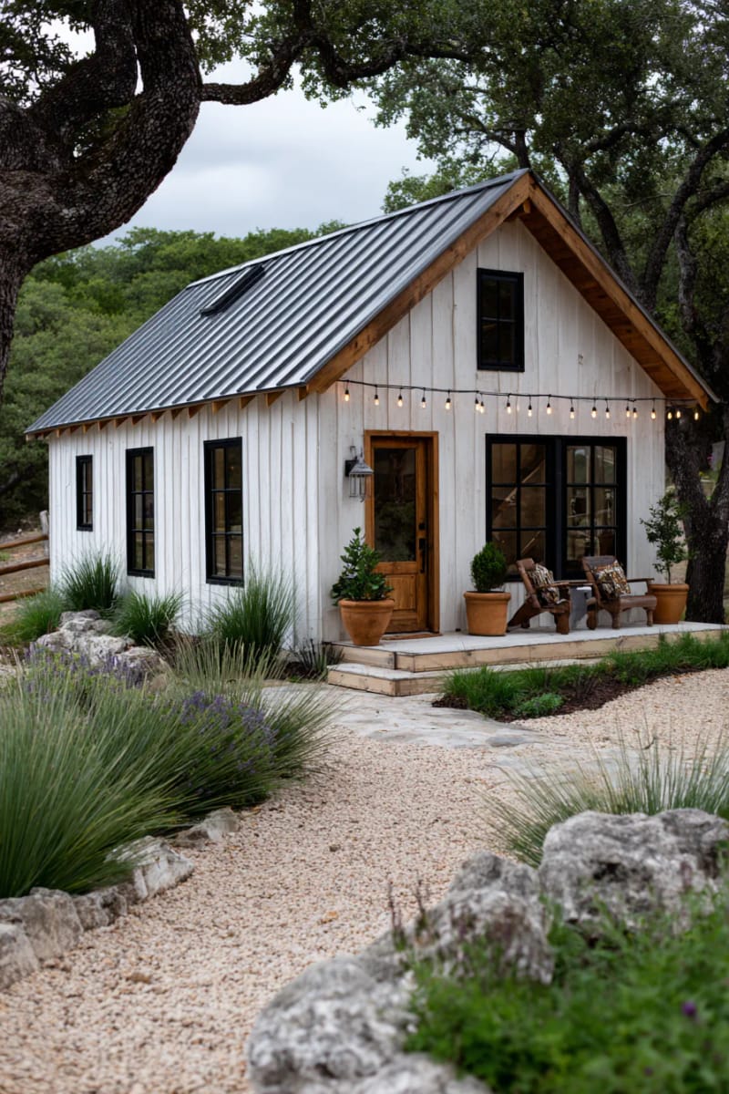 21 Small Barn House Designs with Modern Rustic Charm 47 small barn style cottage with sloped metal roof 1