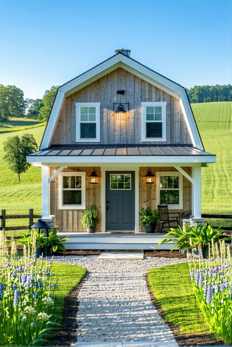 21 Small Barn House Designs with Modern Rustic Charm 48 small barn style cottage with sloped metal roof 1