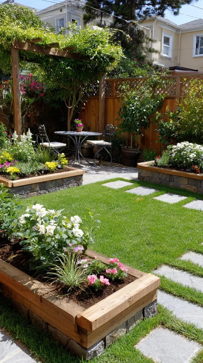 15 Smaller Backyard Landscaping Ideas That Maximize Space & Style 37 small square lawn bordered by planters 1
