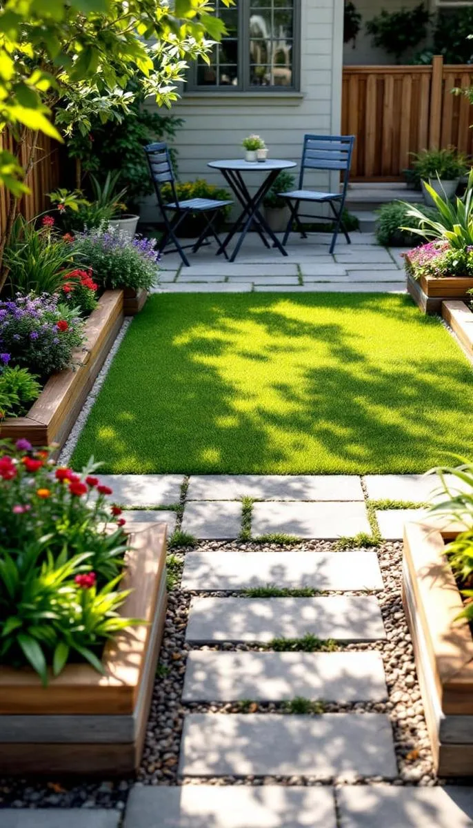 15 Smaller Backyard Landscaping Ideas That Maximize Space & Style 38 small square lawn bordered by planters 1