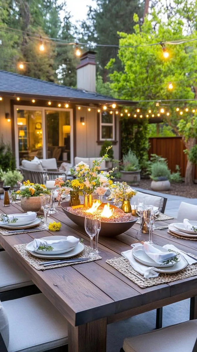 tabletop fire bowl centerpiece for alfresco dinners 1