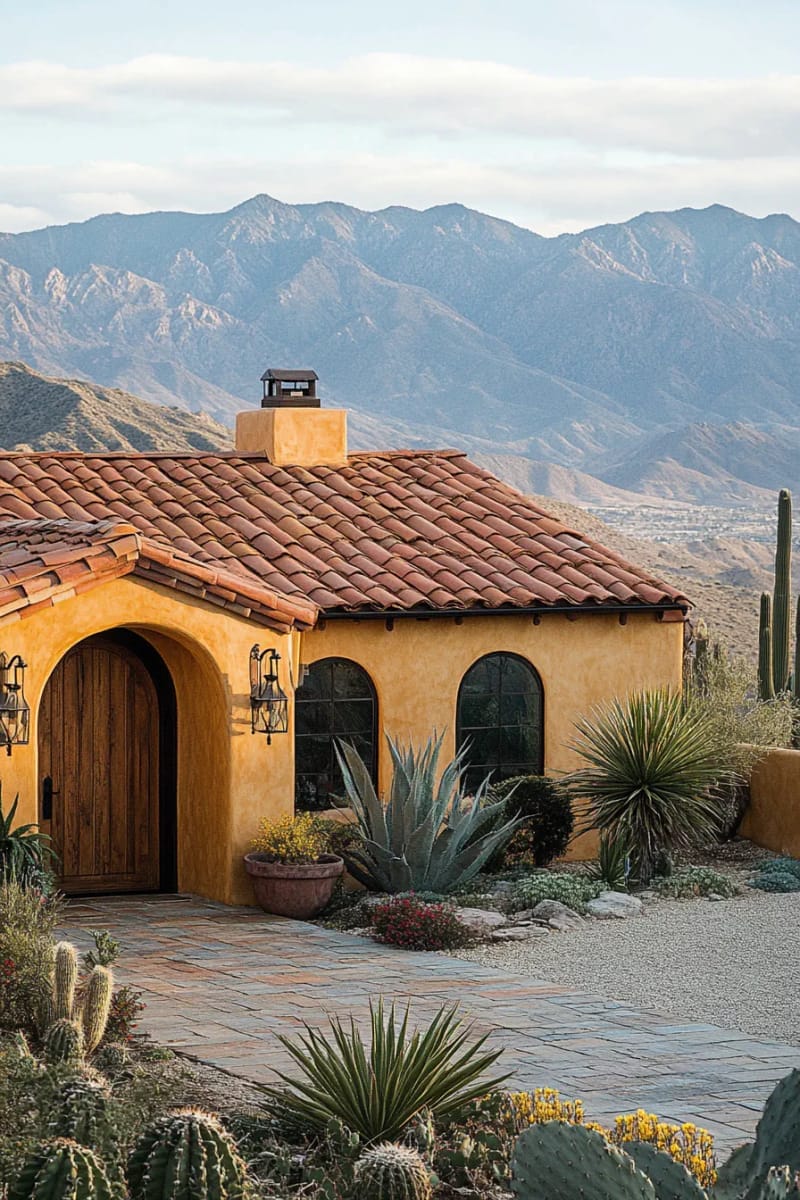 terra-cotta roof tiles and arched windows for a southwestern ranch twist 1