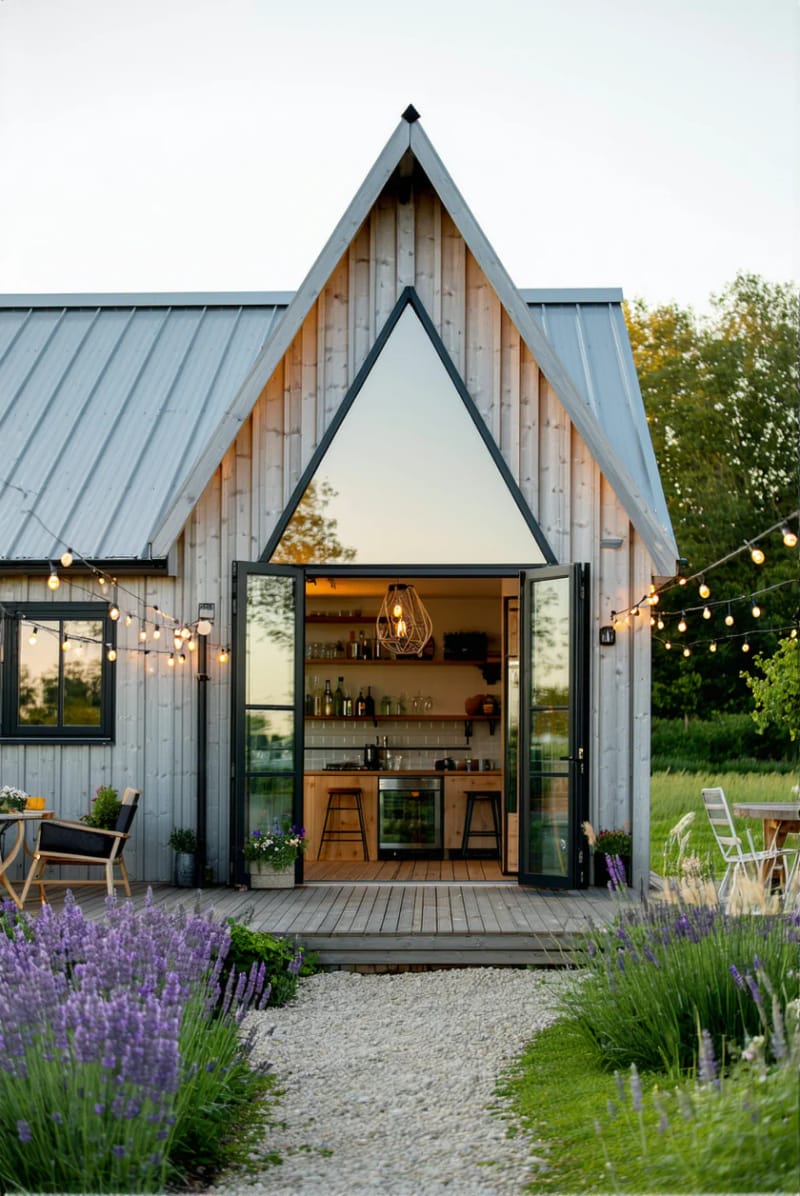 21 Small Barn House Designs with Modern Rustic Charm 39 tiny barn house with double-height gable glass 1