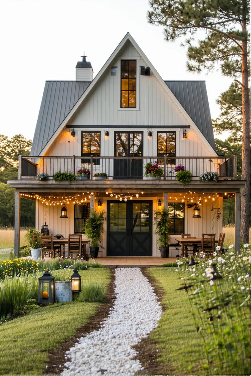 21 Small Barn House Designs with Modern Rustic Charm 14 two-story a-frame barn with open balcony 1