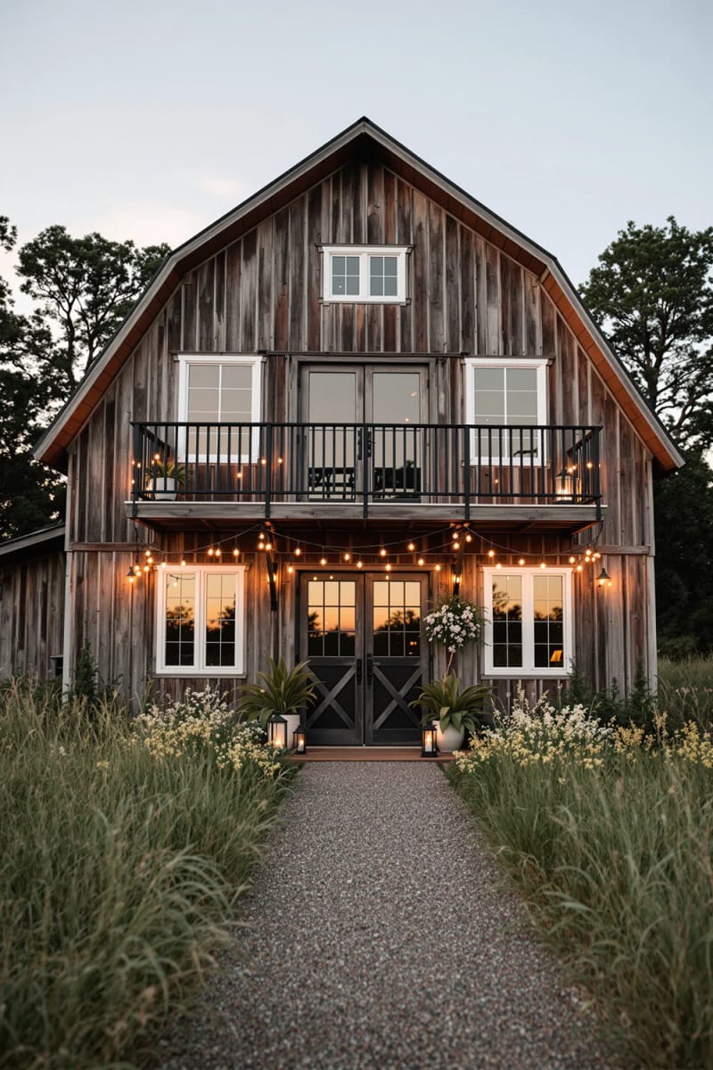 21 Small Barn House Designs with Modern Rustic Charm 16 two-story a-frame barn with open balcony 1